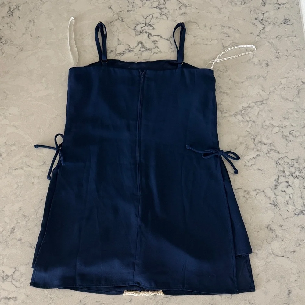Lily Pulitzer Women’s Navy Blue Spaghetti Strap Dress with Ivory Trim size 4 - Picture 6 of 6